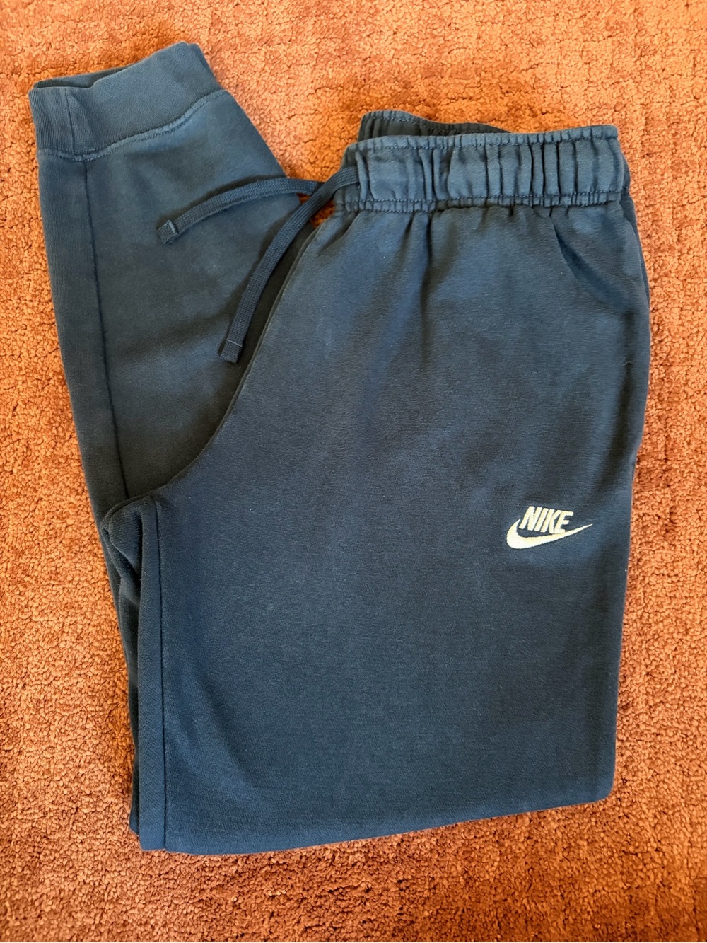 Nike Kids Dark Blue Fleece Joggers with White Swoosh